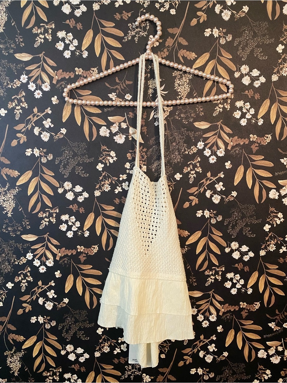Mango Cream Crochet Halter Camisole